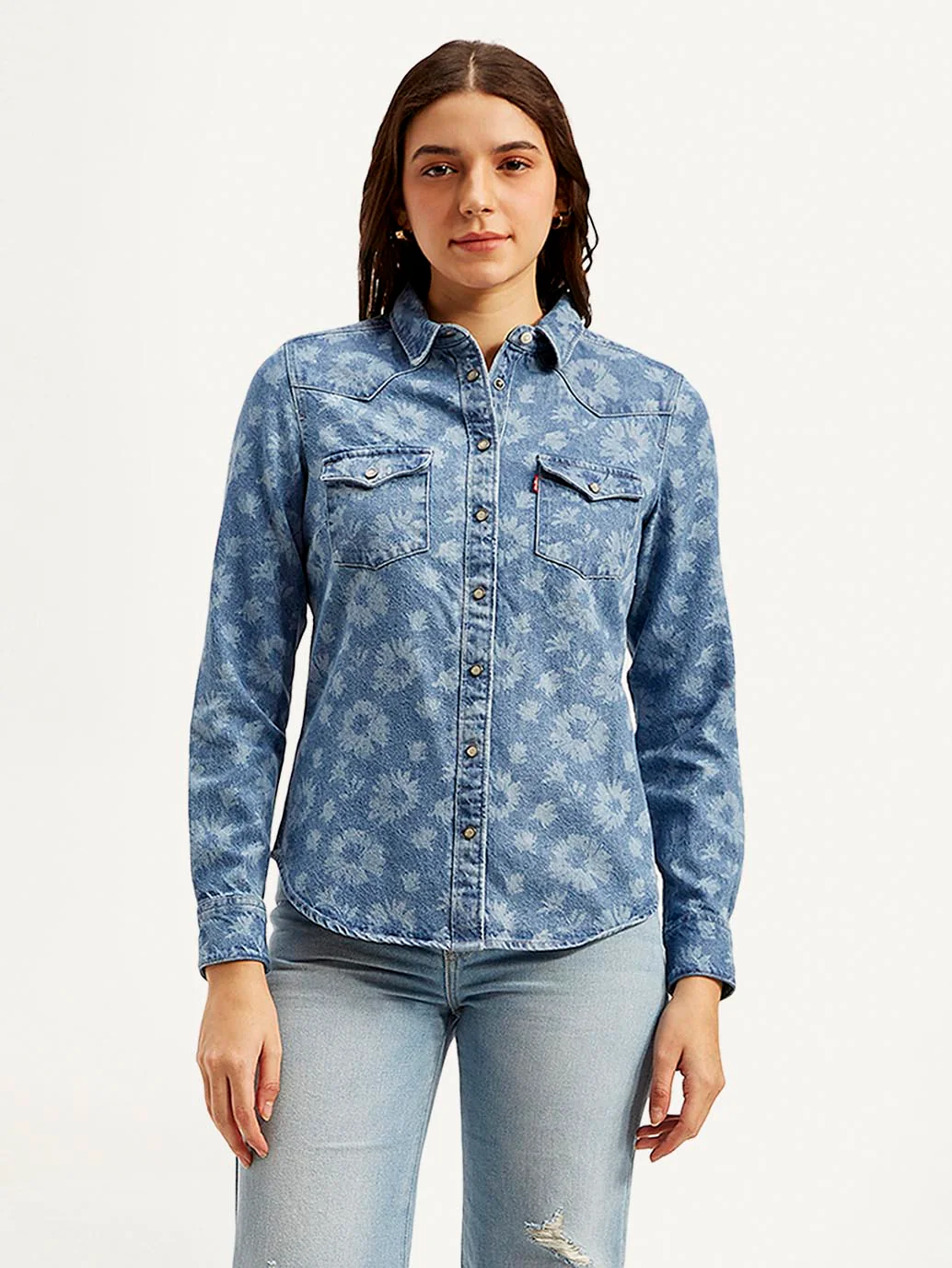 Women's Floral Spread Collar Shirt - Image 3