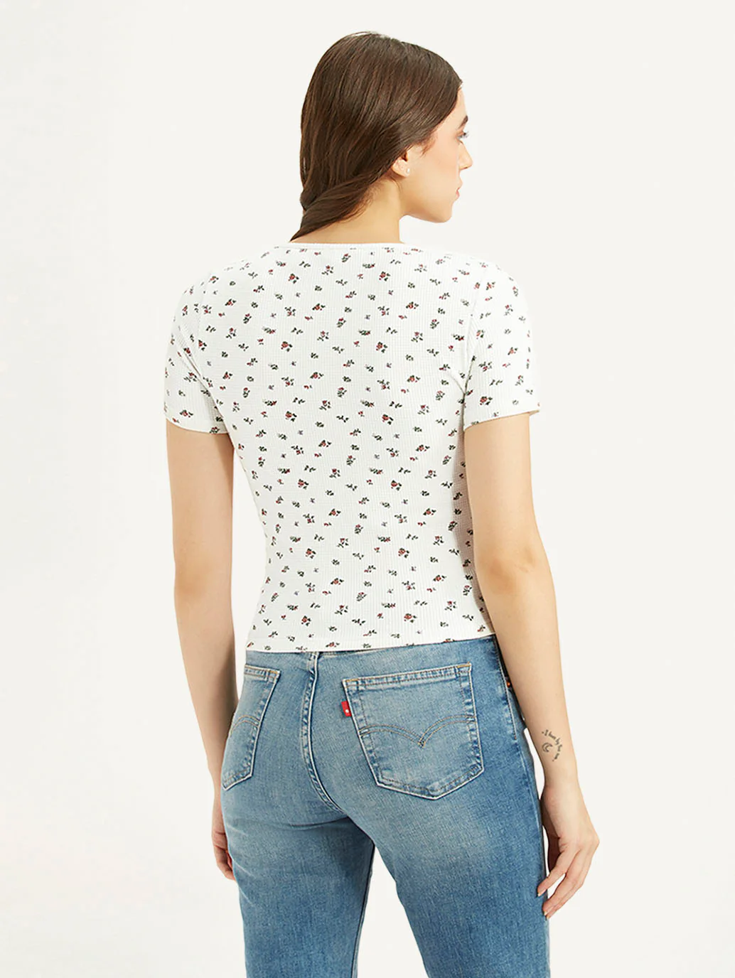 Women's Floral White Round Neck Top - Image 2