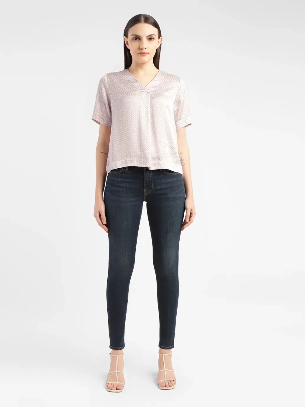 Women's Geometric V Neck Top