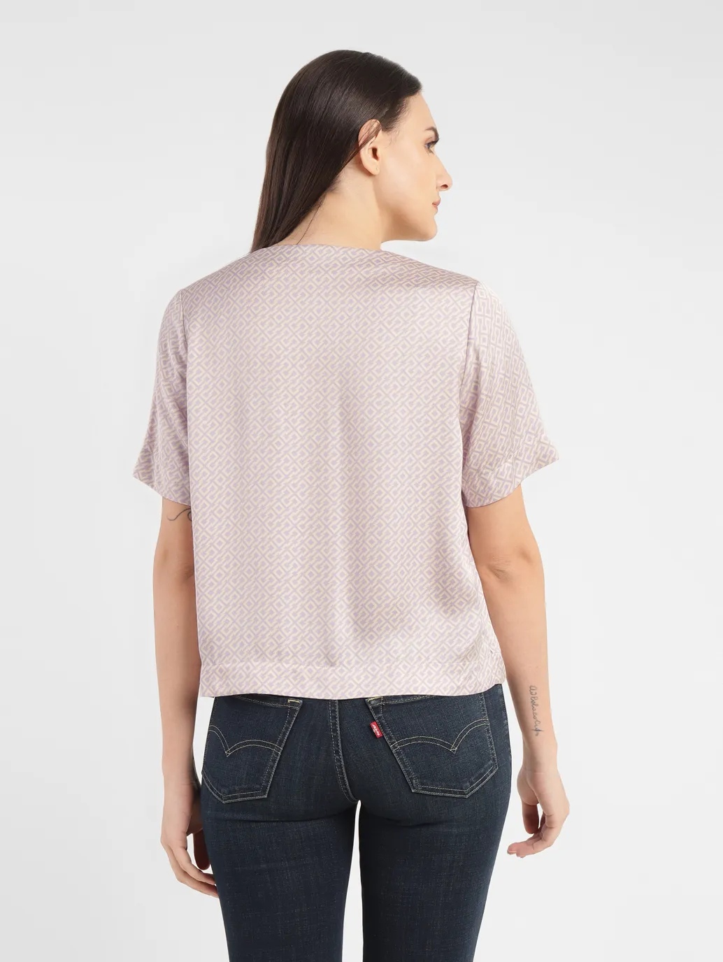 Women's Geometric V Neck Top - Image 3