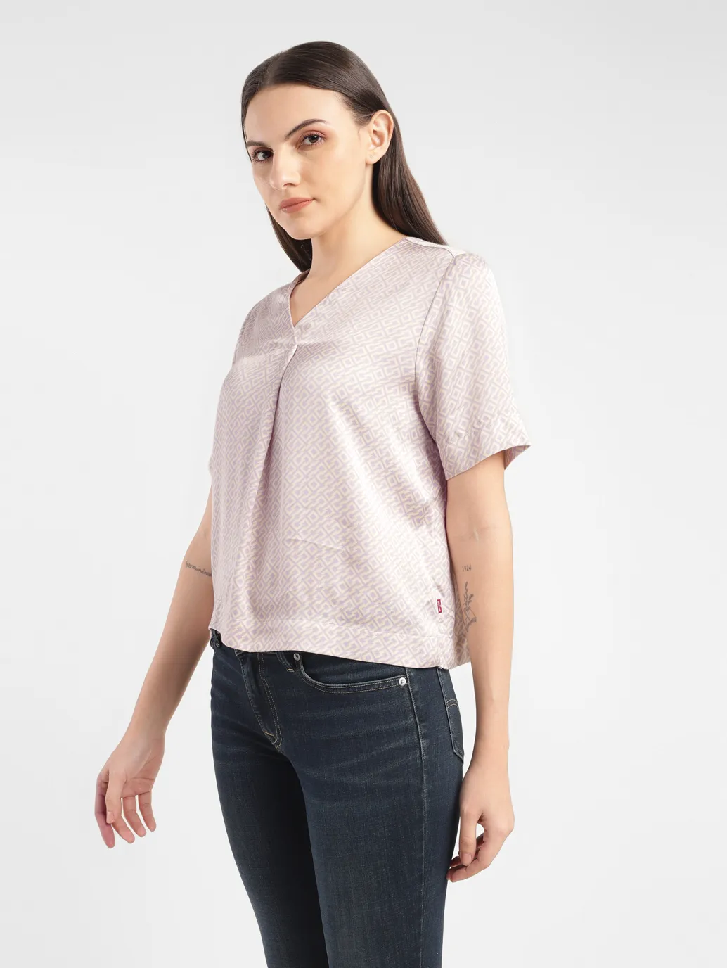 Women's Geometric V Neck Top - Image 4