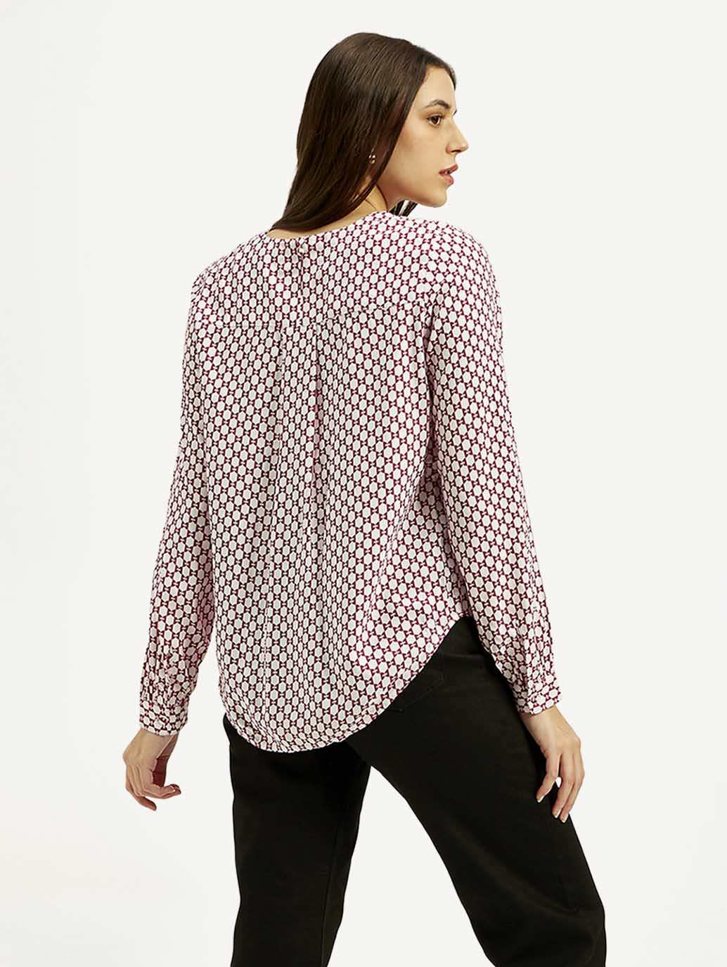 Women's Geometric Round Neck Top - Image 3