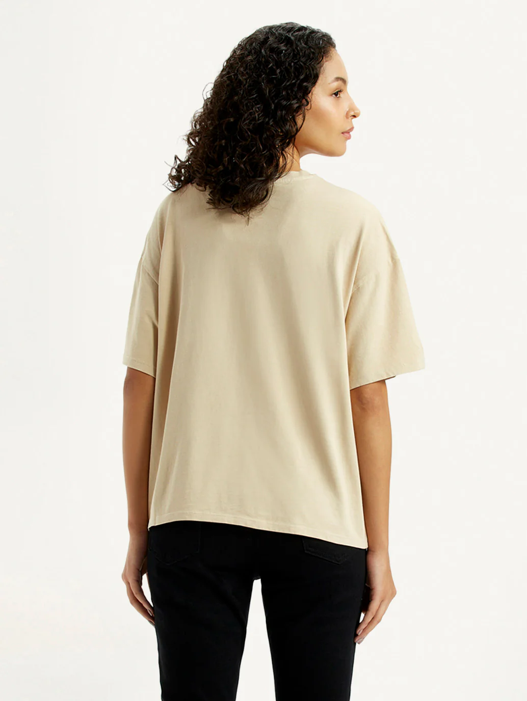 Women's Graphic Print Beige Relaxed Fit T-shirt - Image 3
