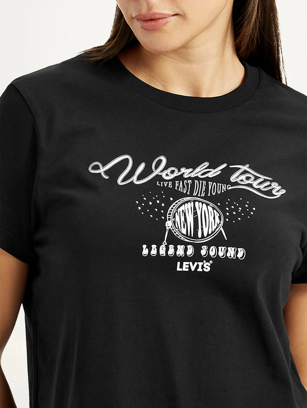 Women's Graphic Print Black Relaxed Fit T-shirt - Image 3