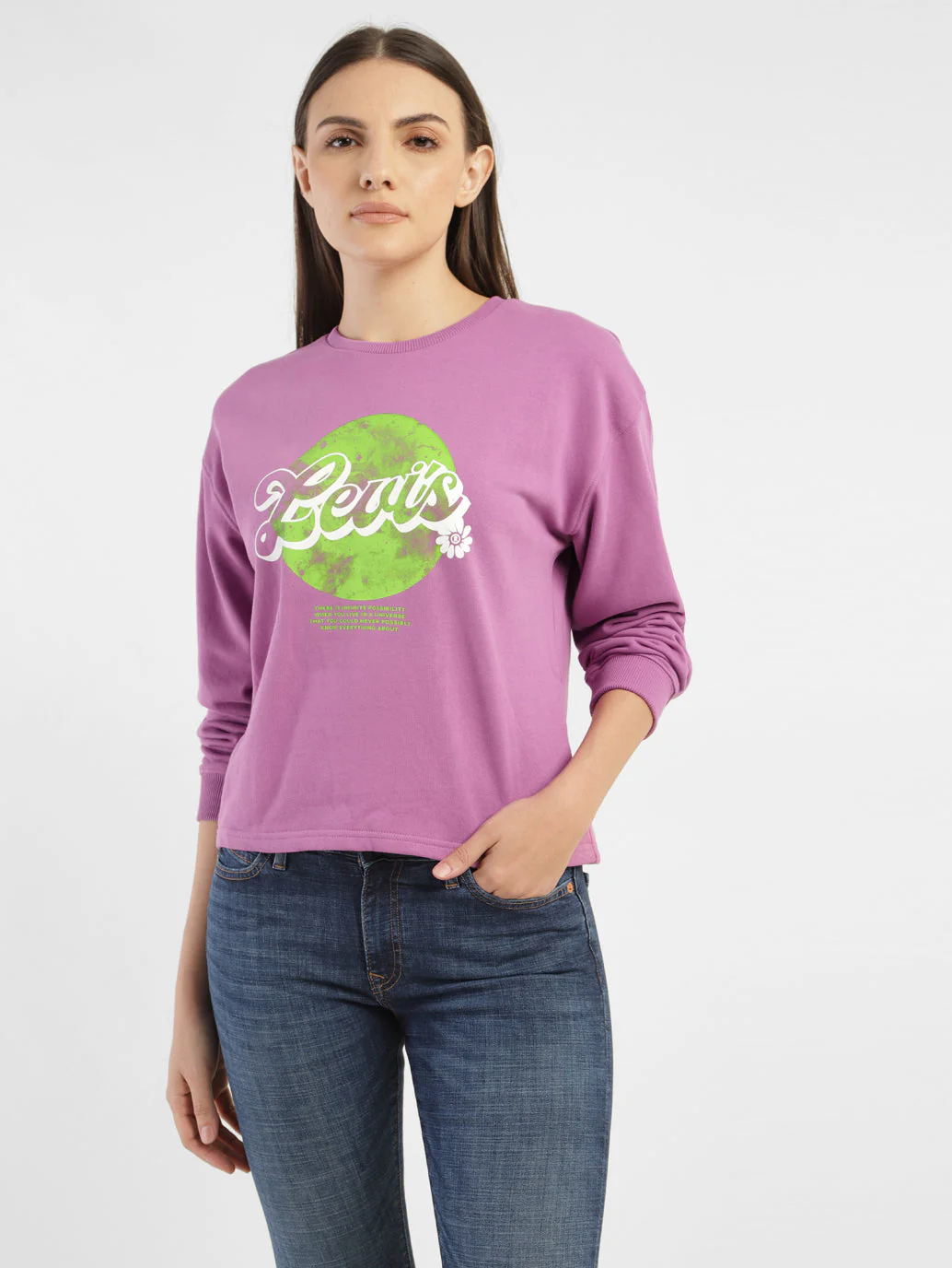 Women's Graphic Print Crew Neck Sweatshirt - Image 6