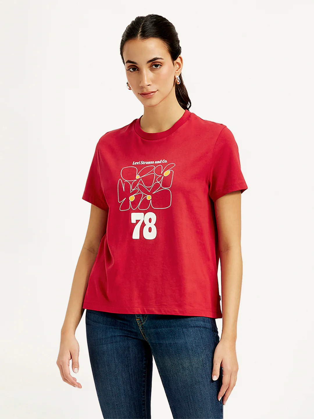 Women's Graphic Print Crew Neck Relaxed Fit T-Shirt - Image 2