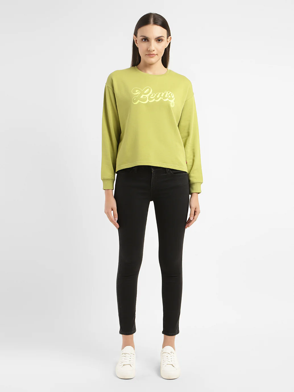 Women's Graphic Print Green Crew Neck Sweatshirt - Image 8
