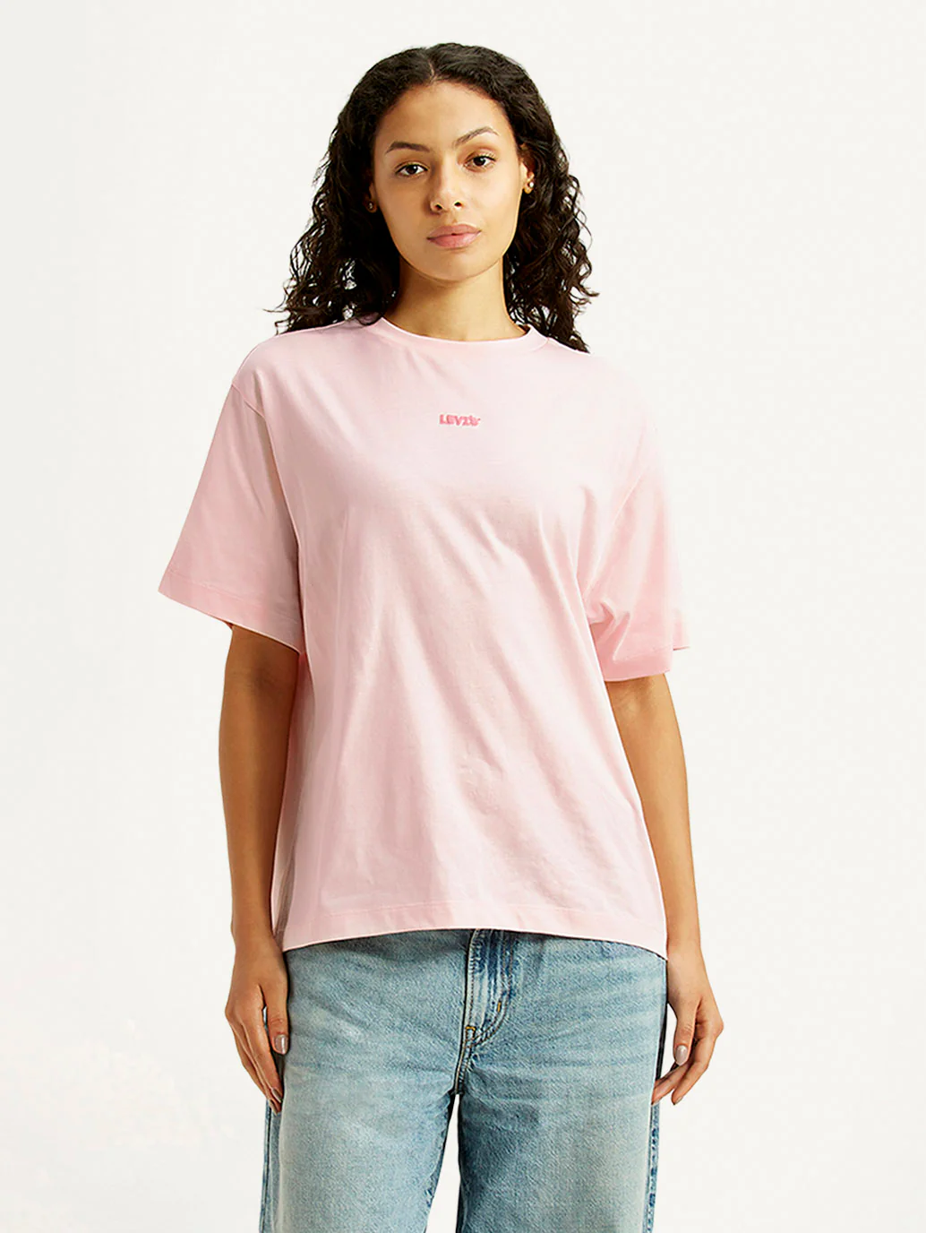 Women's Graphic Print Light Pink Oversized T-shirt - Image 2
