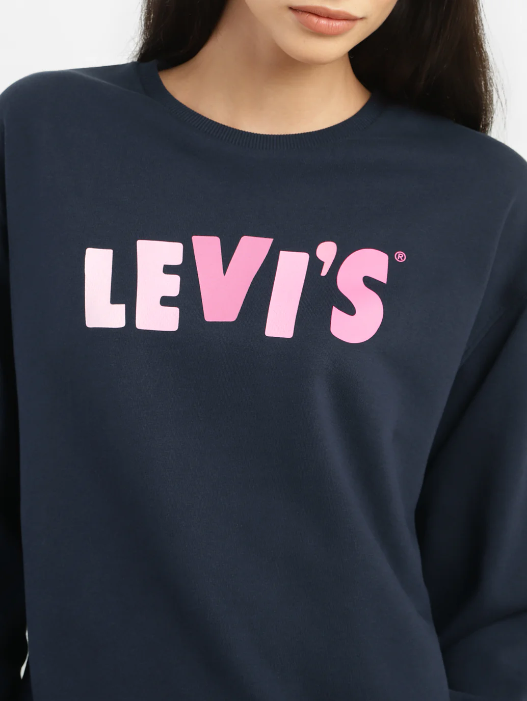 Women's Graphic Print Navy Crew Neck Sweatshirt - Image 8