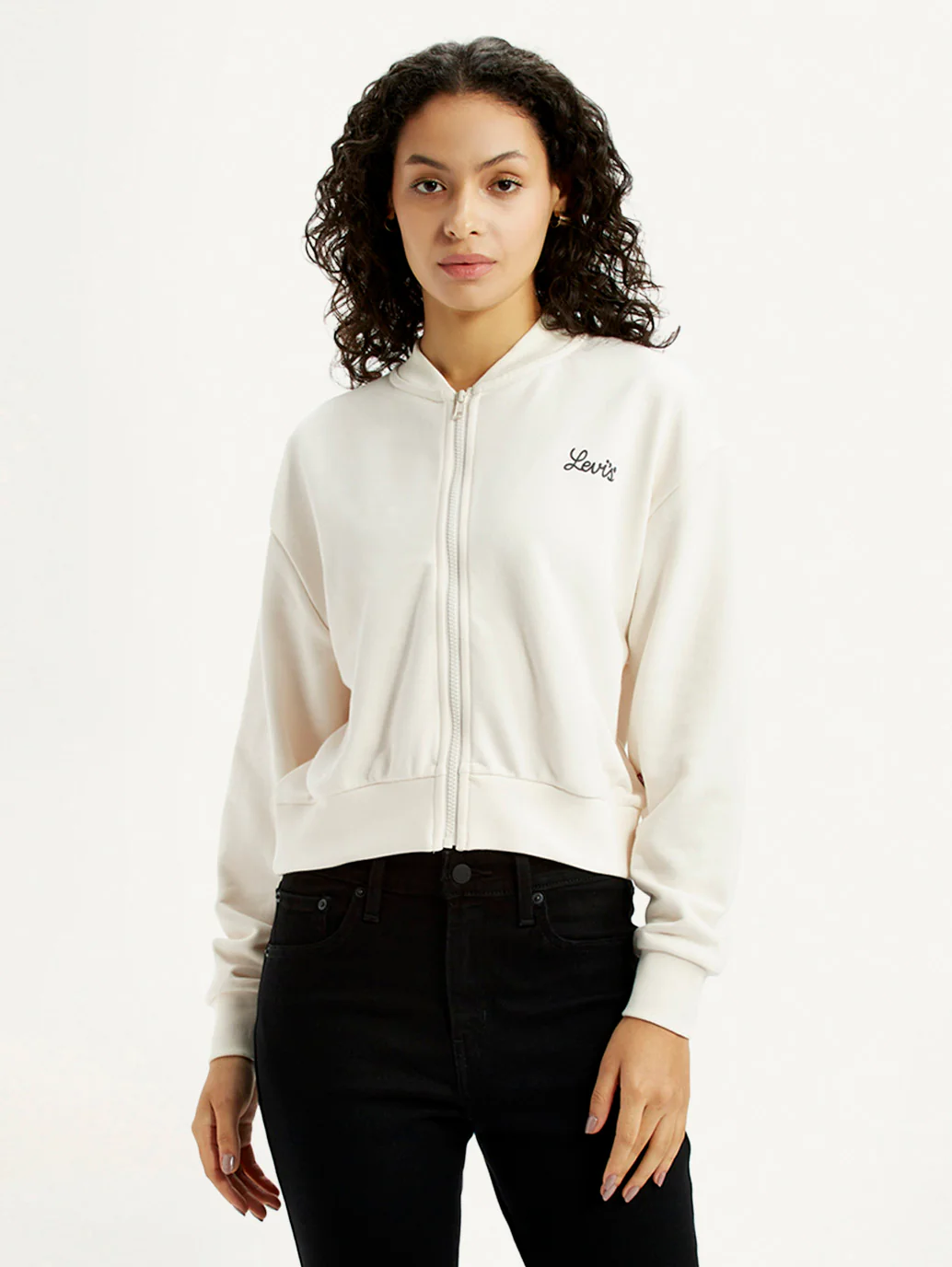 Women's Graphic Print Off White Collar Neck Sweatshirt - Image 2