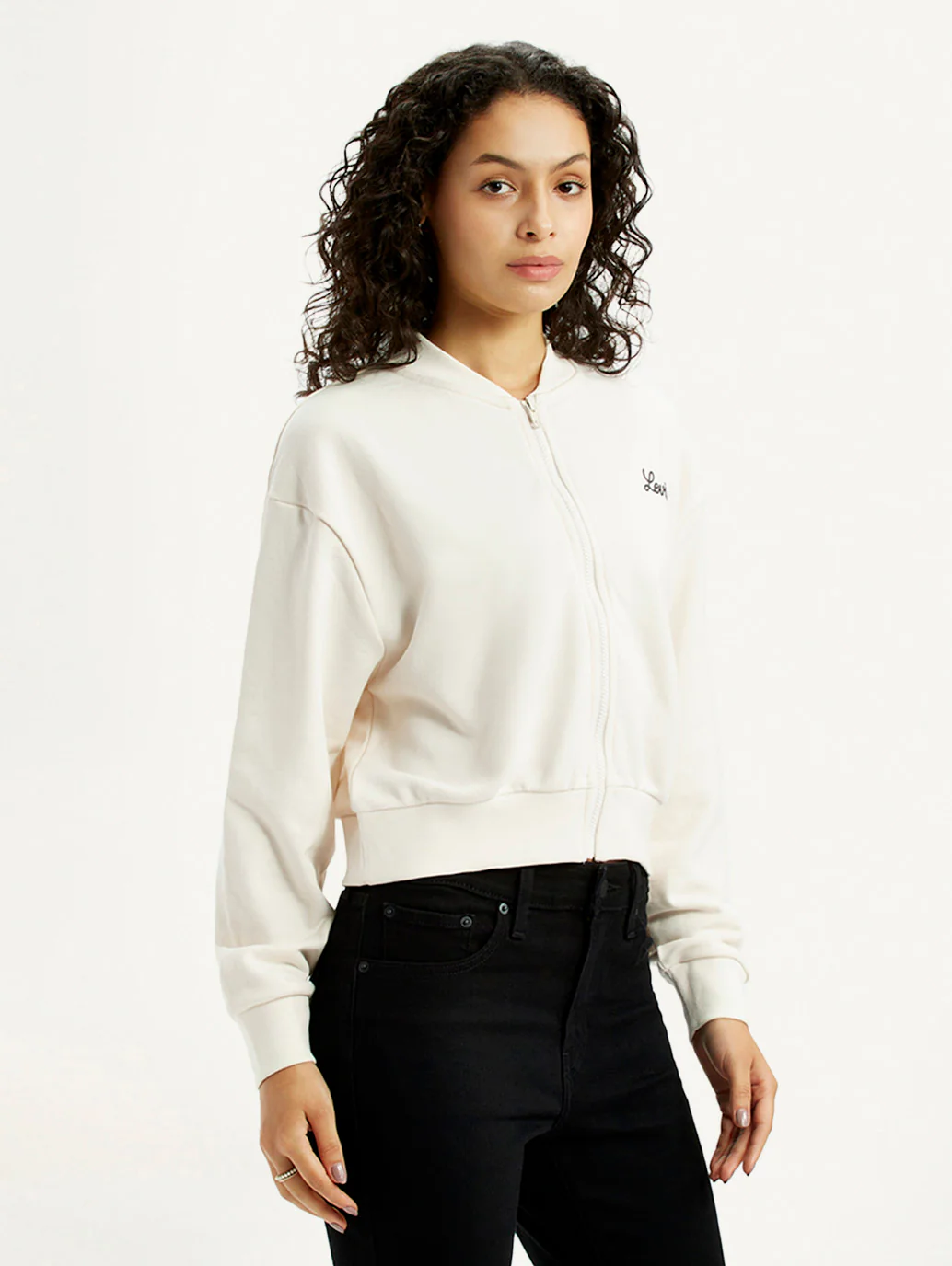 Women's Graphic Print Off White Collar Neck Sweatshirt - Image 5