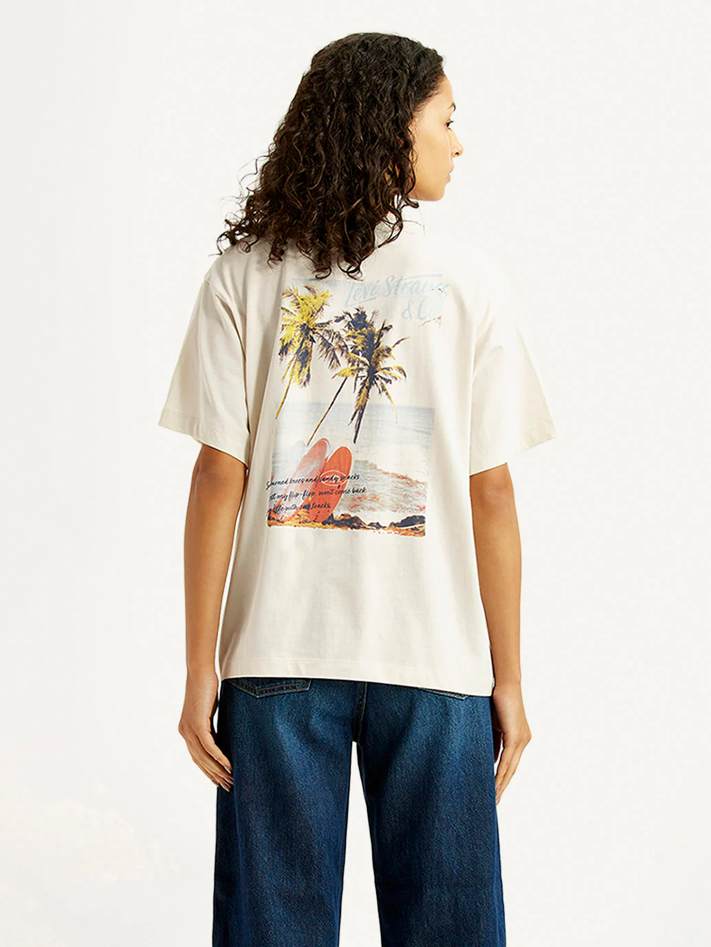Women's Graphic Print Off White Oversized T-shirt - Image 2