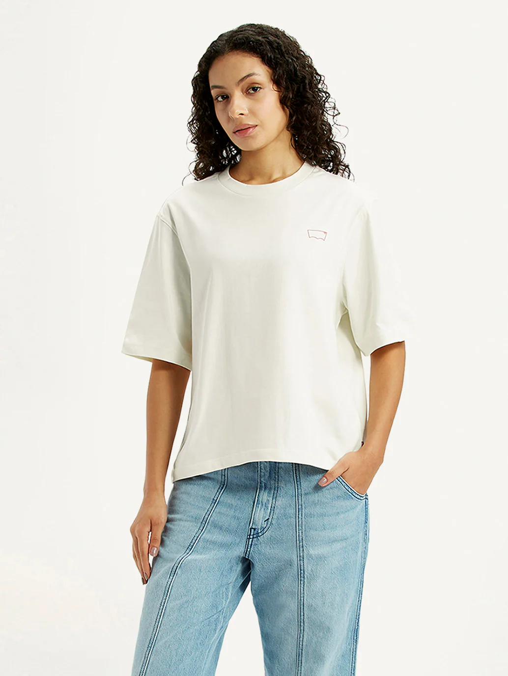 Women's Graphic Print Off White Relaxed Fit T-shirt - Image 2