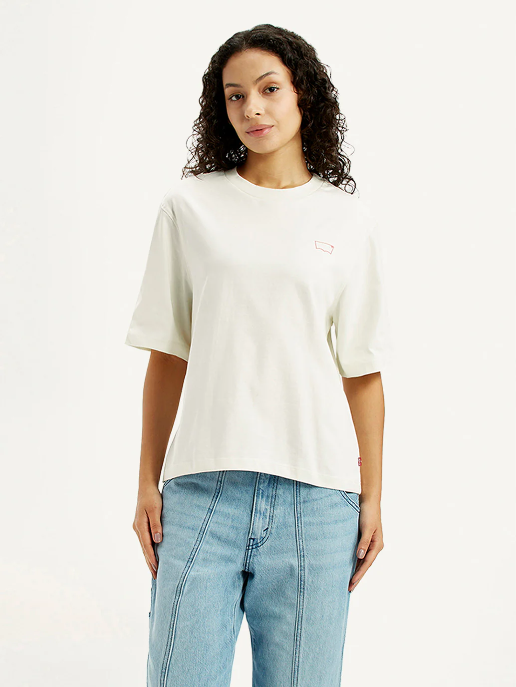 Women's Graphic Print Off White Relaxed Fit T-shirt - Image 3