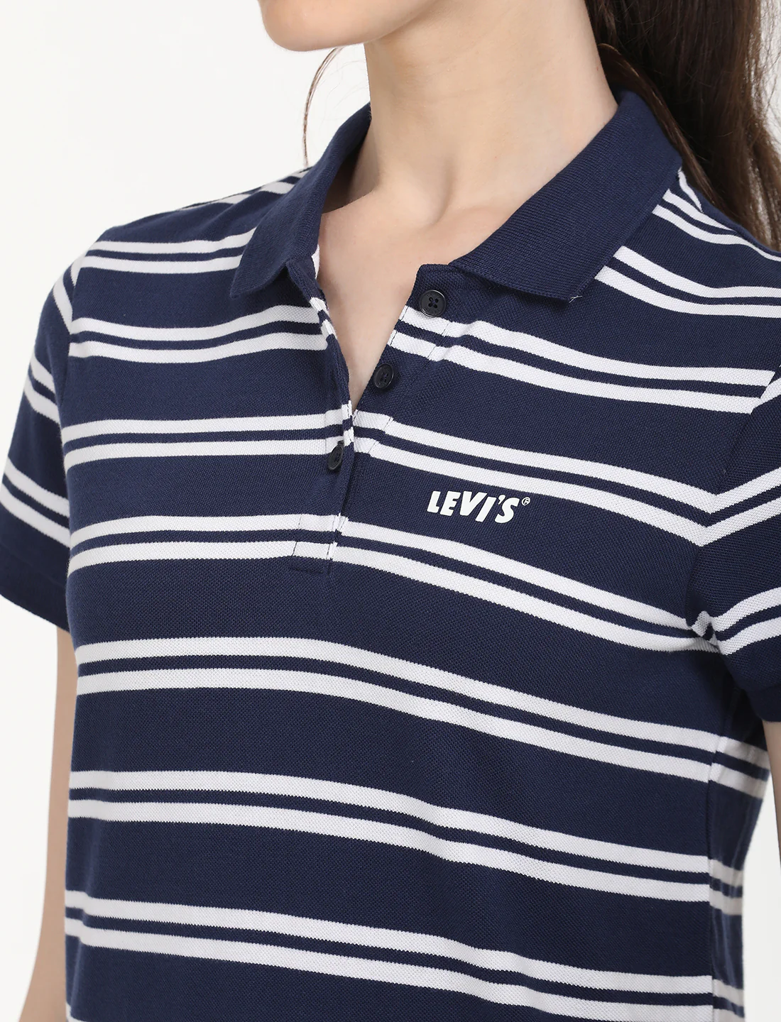 Women's Striped Print Polo T-Shirt - Image 5