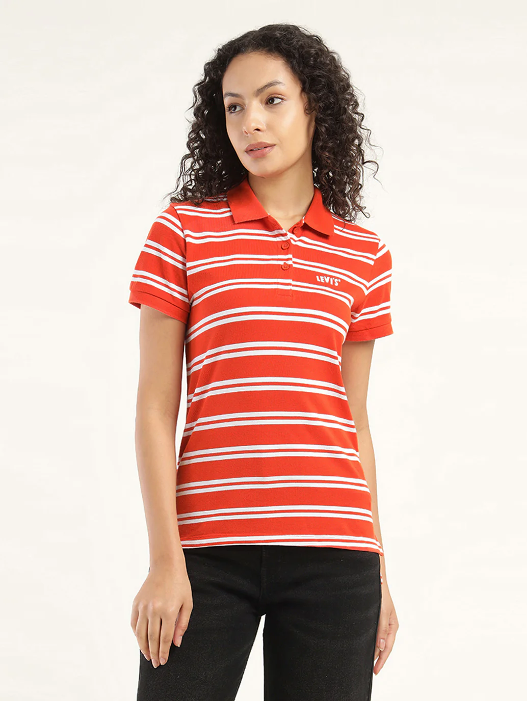 Women's Striped Polo T-Shirt - Image 2
