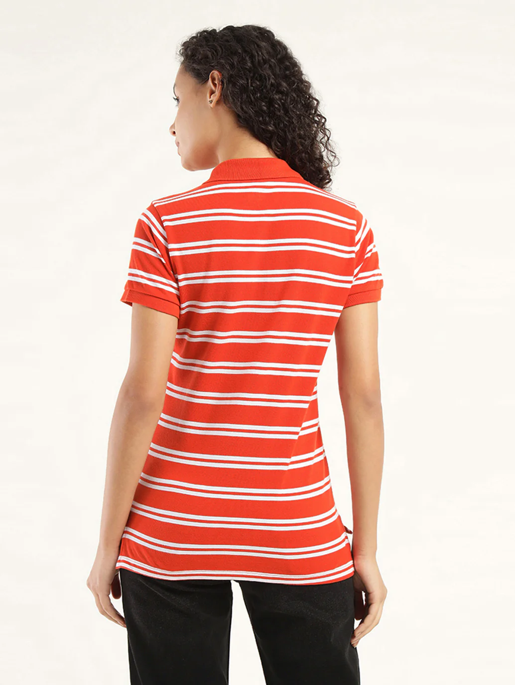 Women's Striped Polo T-Shirt - Image 3