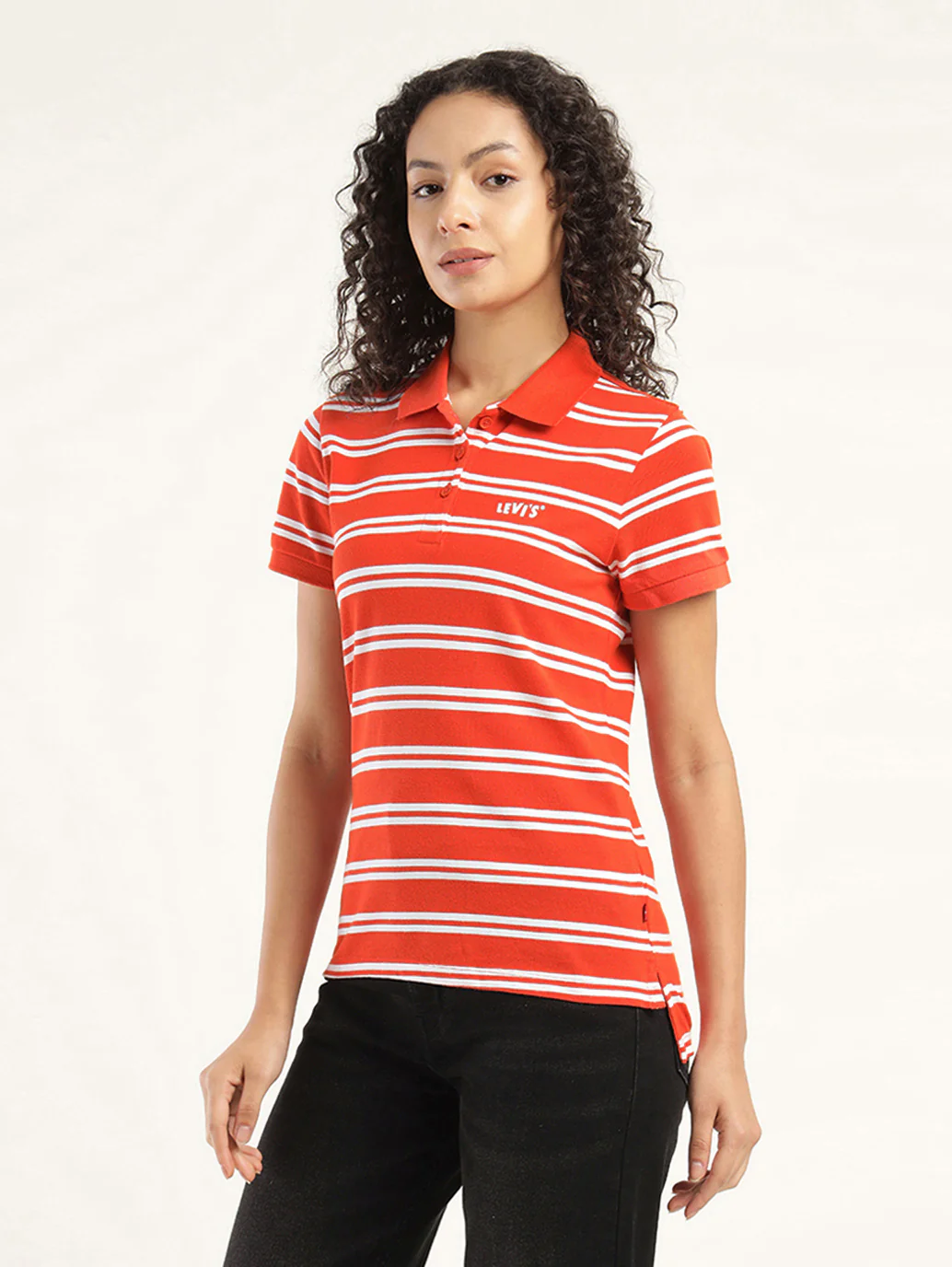 Women's Striped Polo T-Shirt - Image 5