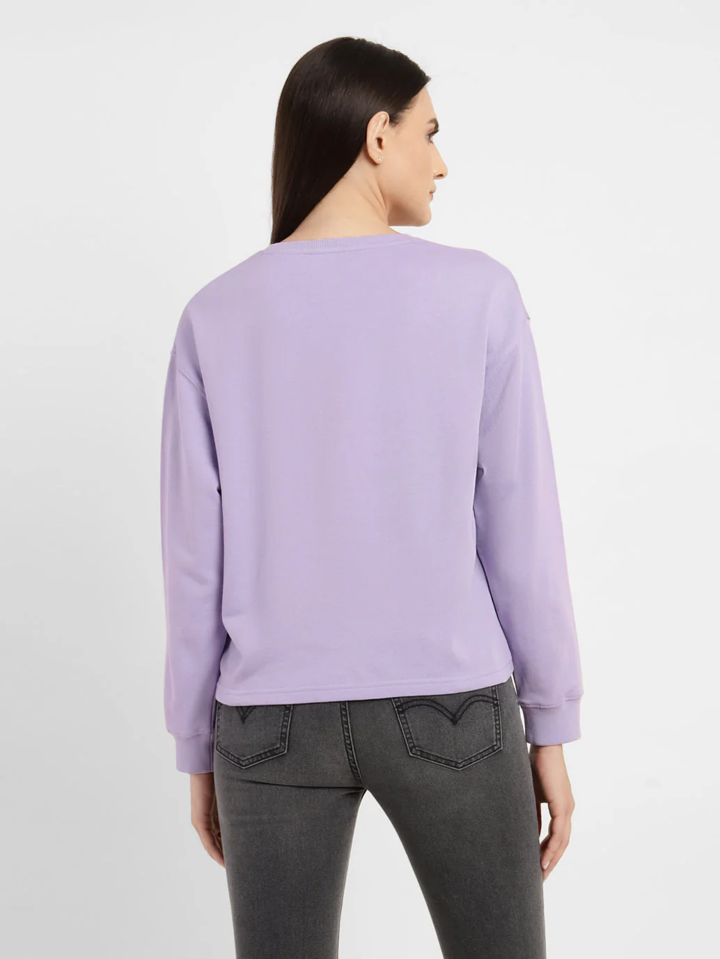Women's Graphic Print Purple Crew Neck Sweatshirt - Image 3