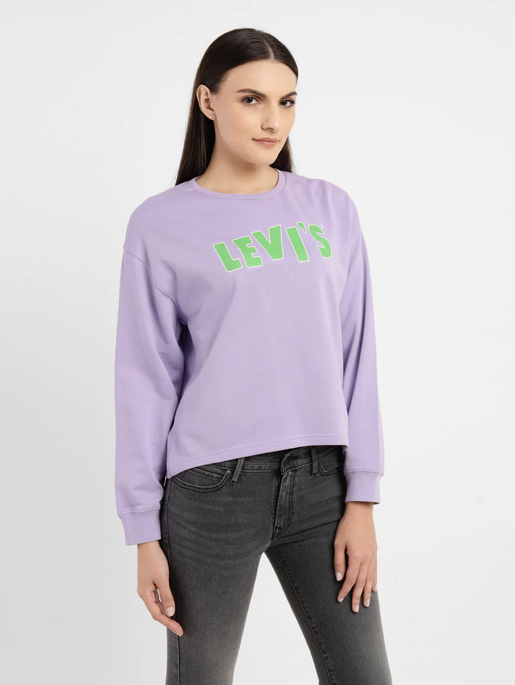 Women's Graphic Print Purple Crew Neck Sweatshirt - Image 4