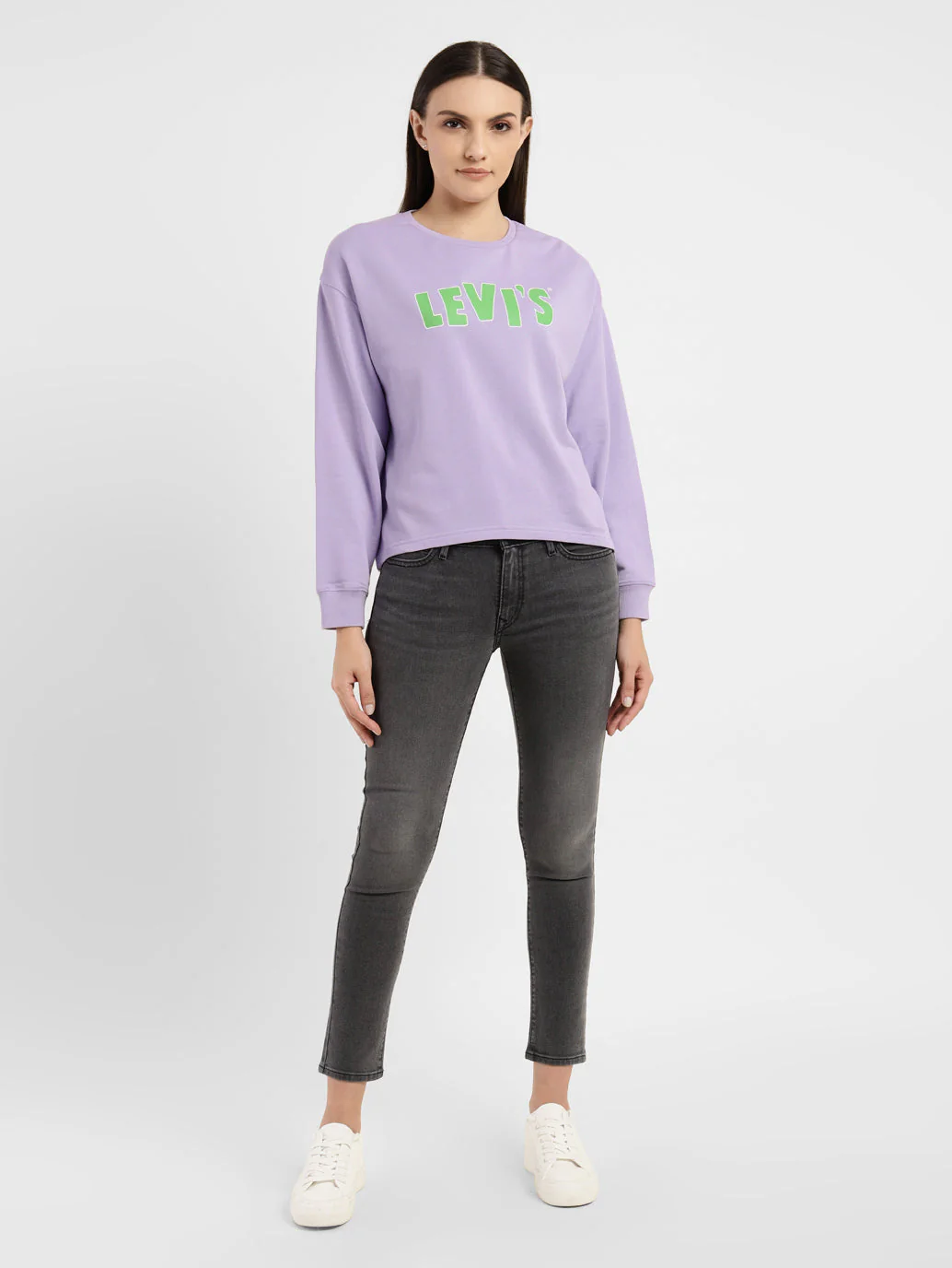 Women's Graphic Print Purple Crew Neck Sweatshirt - Image 6