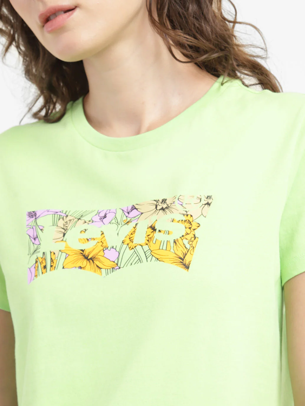 Women's Graphic Print Round Neck T-shirt Green - Image 5