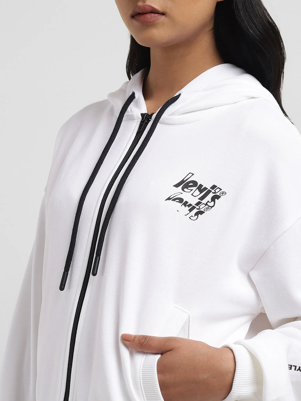 Women's Graphic Print White Hooded Sweatshirt - Image 5