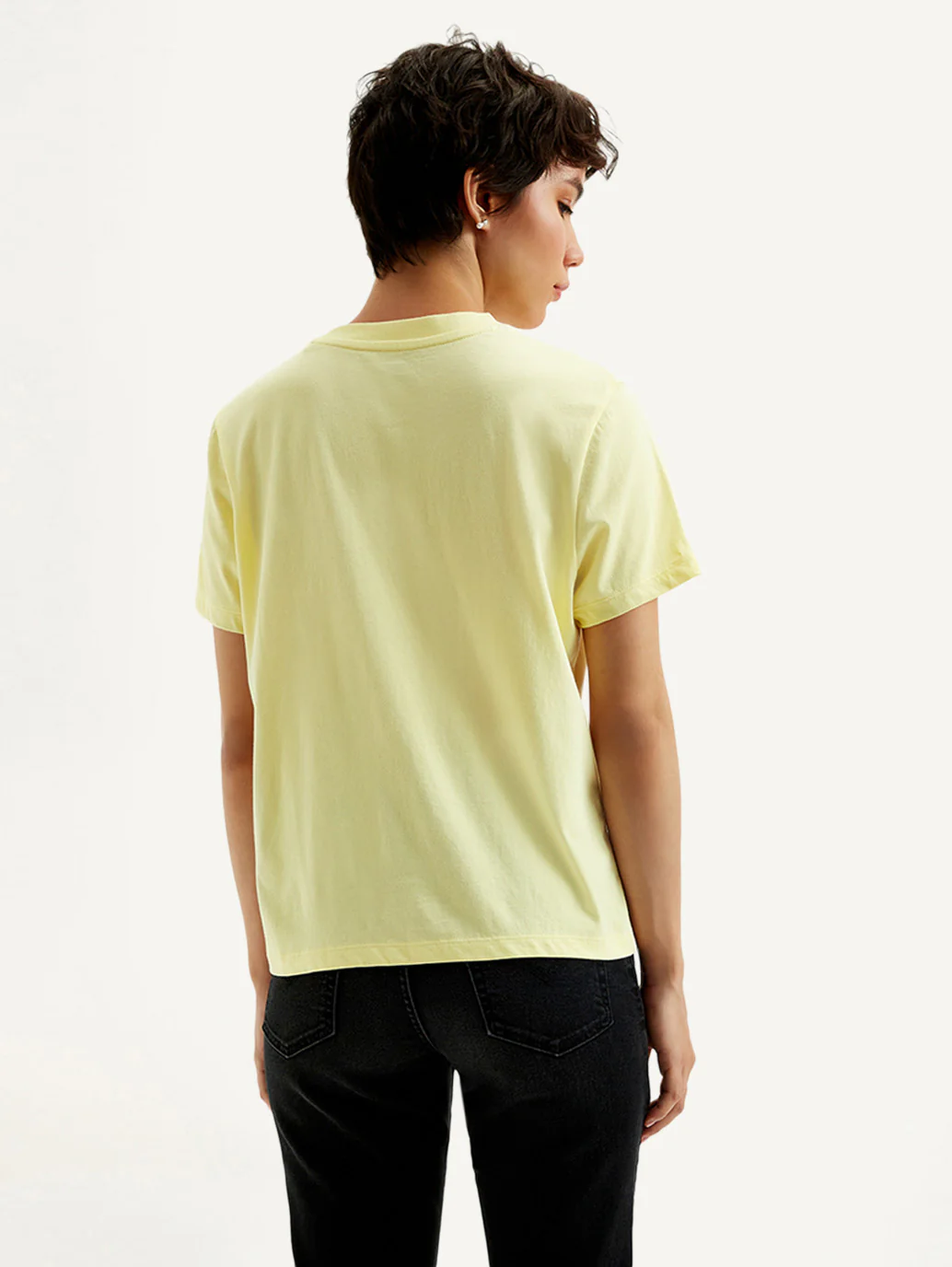 Women's Graphic Print Yellow Crew Neck T-Shirt - Image 2