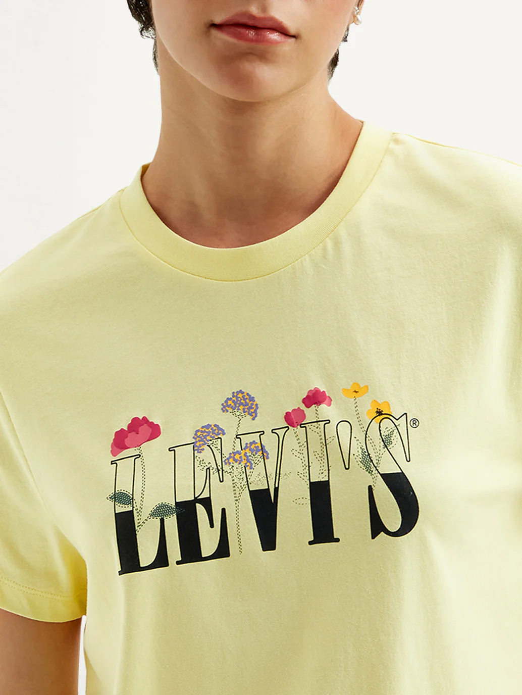 Women's Graphic Print Yellow Crew Neck T-Shirt - Image 3