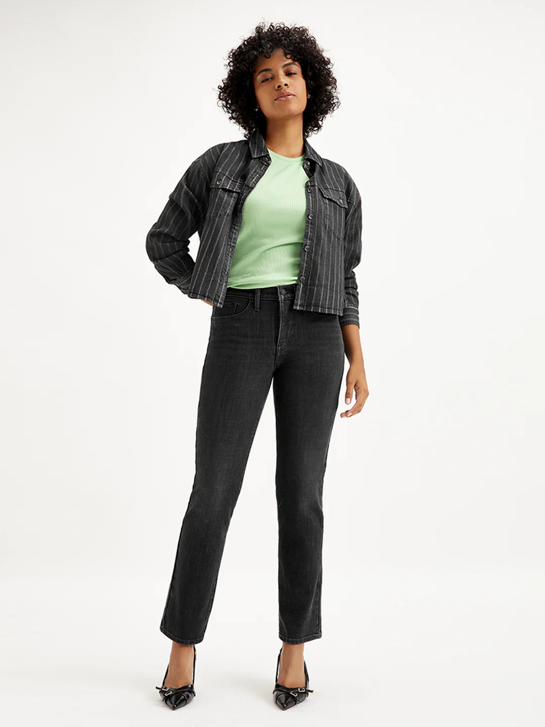 Women's 314 Black Straight Fit High Rise Jeans - Image 5