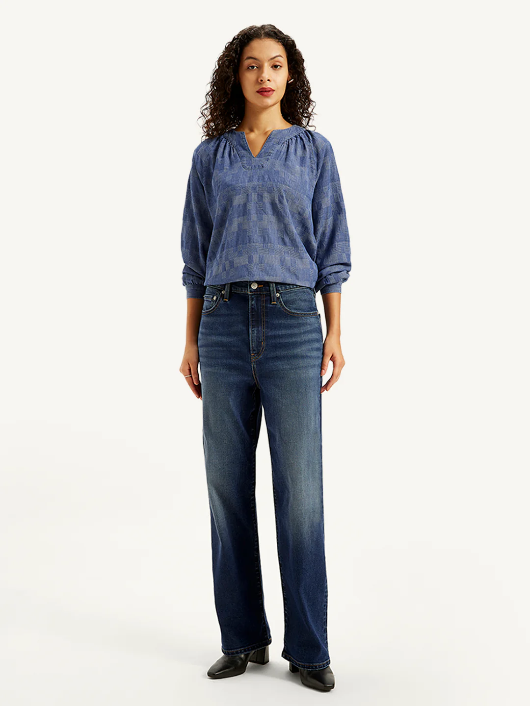 Women's 315 Blue Flared Fit High Rise Jeans