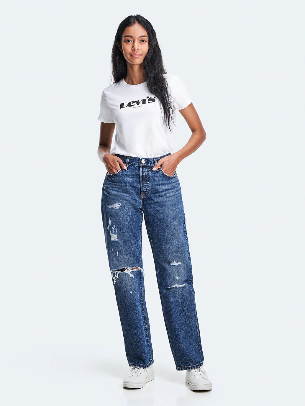 Women's 501'90 Blue Straight Fit High Rise Jeans