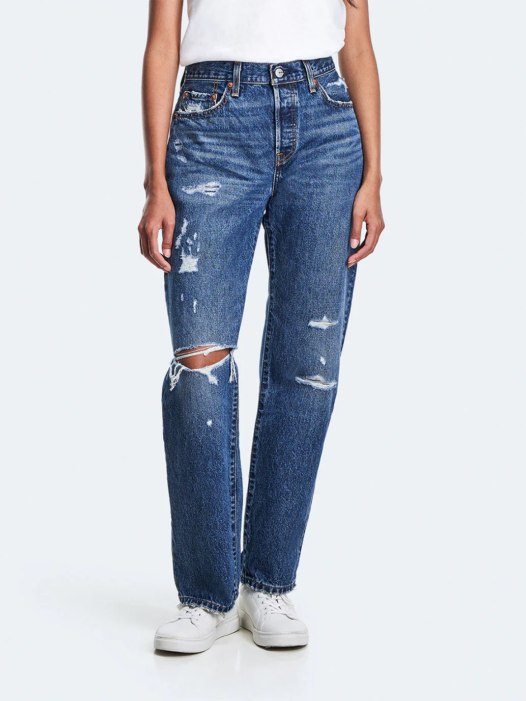 Women's 501'90 Blue Straight Fit High Rise Jeans - Image 2