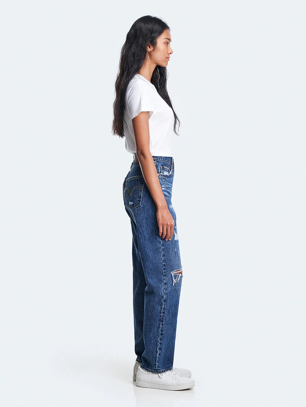 Women's 501'90 Blue Straight Fit High Rise Jeans - Image 3
