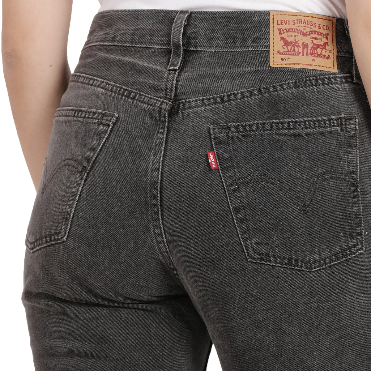 Women's 501 Grey Straight Fit High Rise Jeans - Image 10