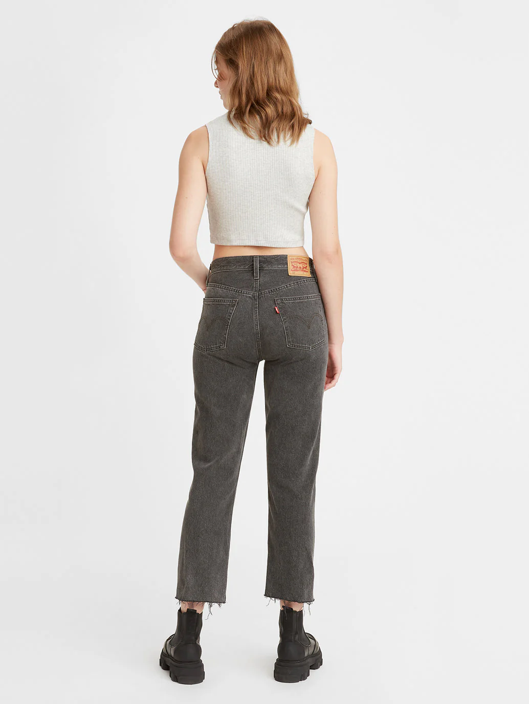 Women's 501 Grey Straight Fit High Rise Jeans - Image 2