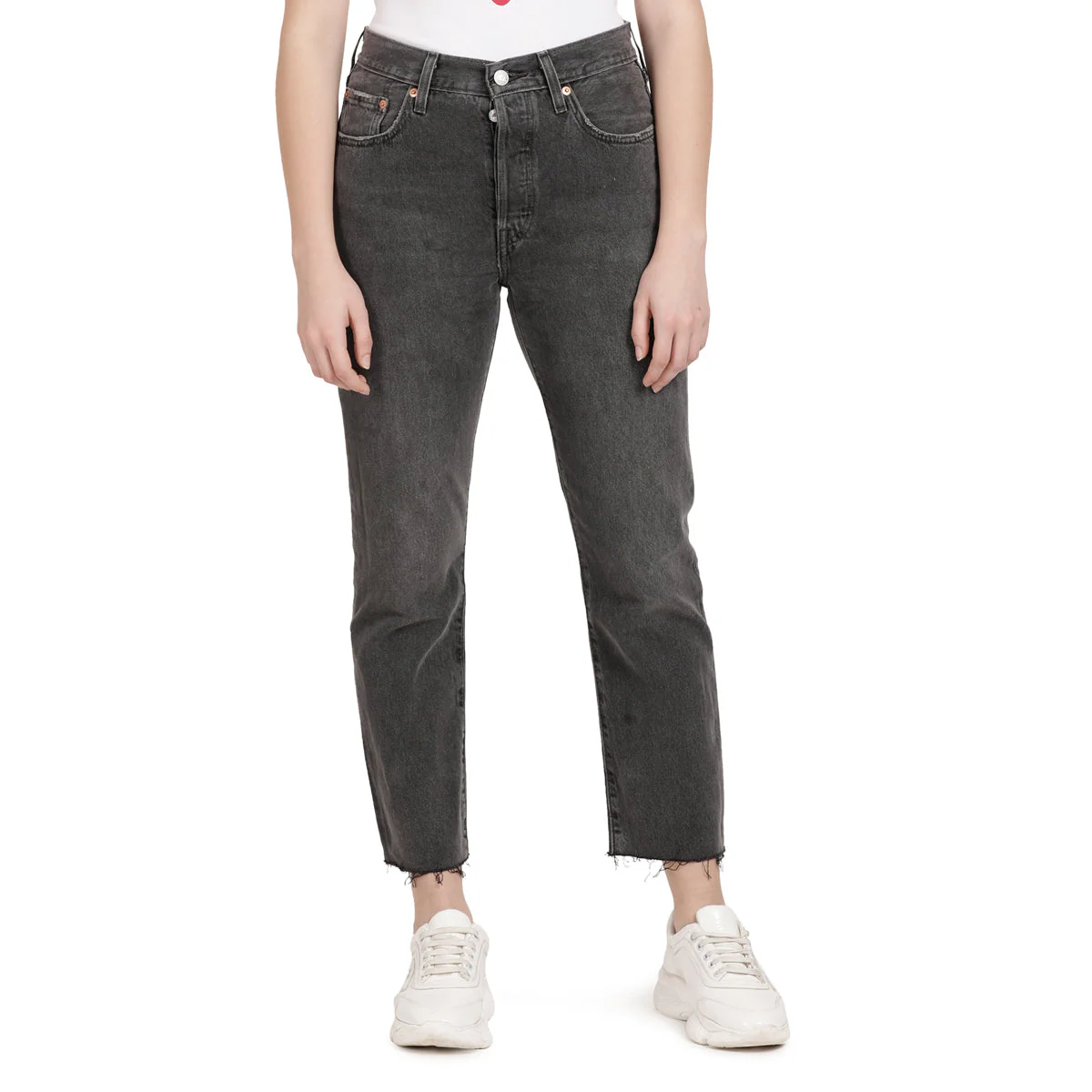 Women's 501 Grey Straight Fit High Rise Jeans - Image 3