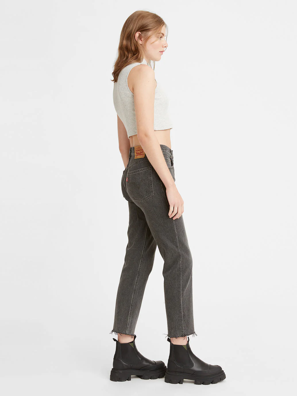 Women's 501 Grey Straight Fit High Rise Jeans - Image 7
