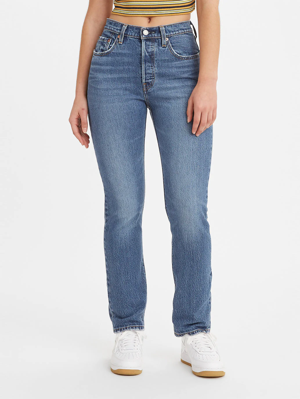 Women's 501 Blue Straight Fit High Rise Jeans - Image 2