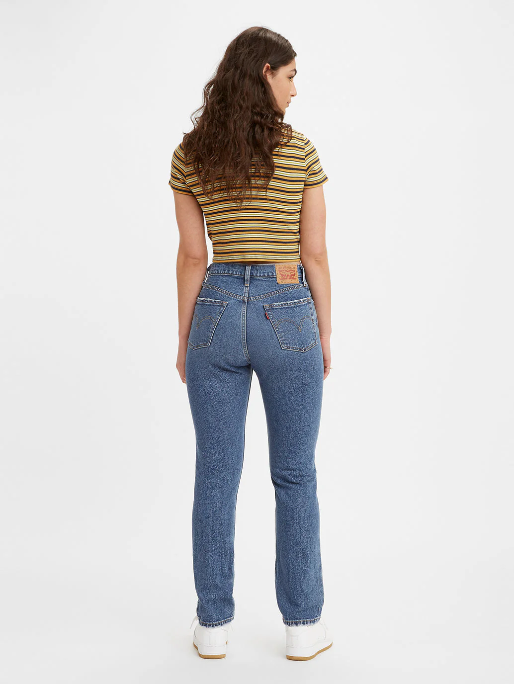 Women's 501 Blue Straight Fit High Rise Jeans - Image 3