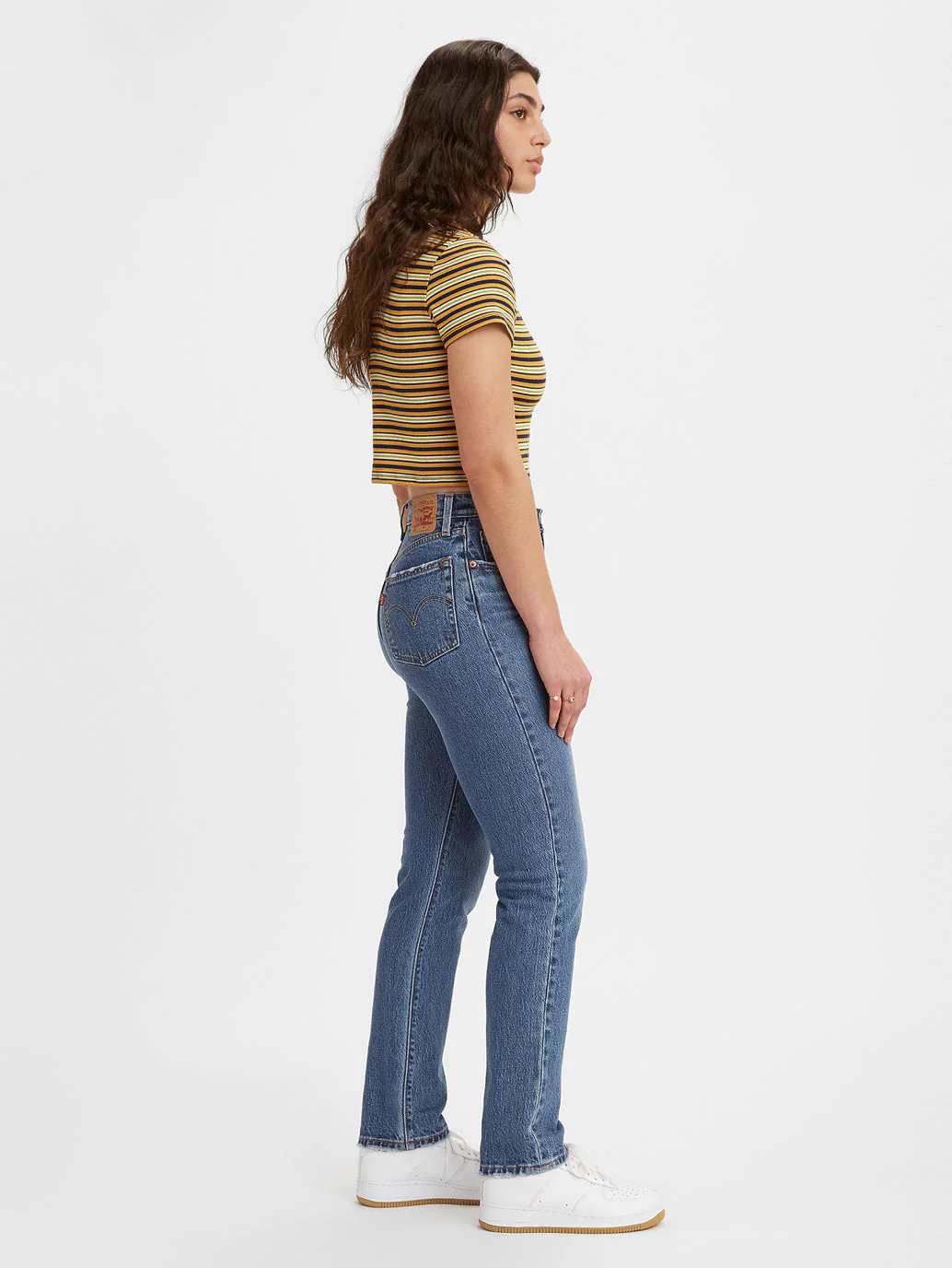 Women's 501 Blue Straight Fit High Rise Jeans - Image 5