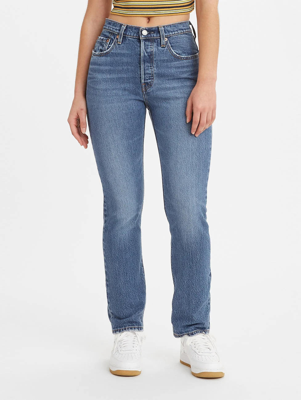 Women's 501 Blue Straight Fit High Rise Jeans - Image 6