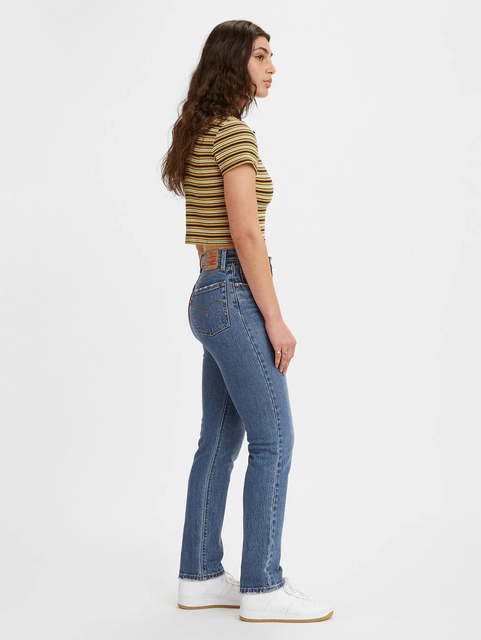 Women's 501 Blue Straight Fit High Rise Jeans - Image 7