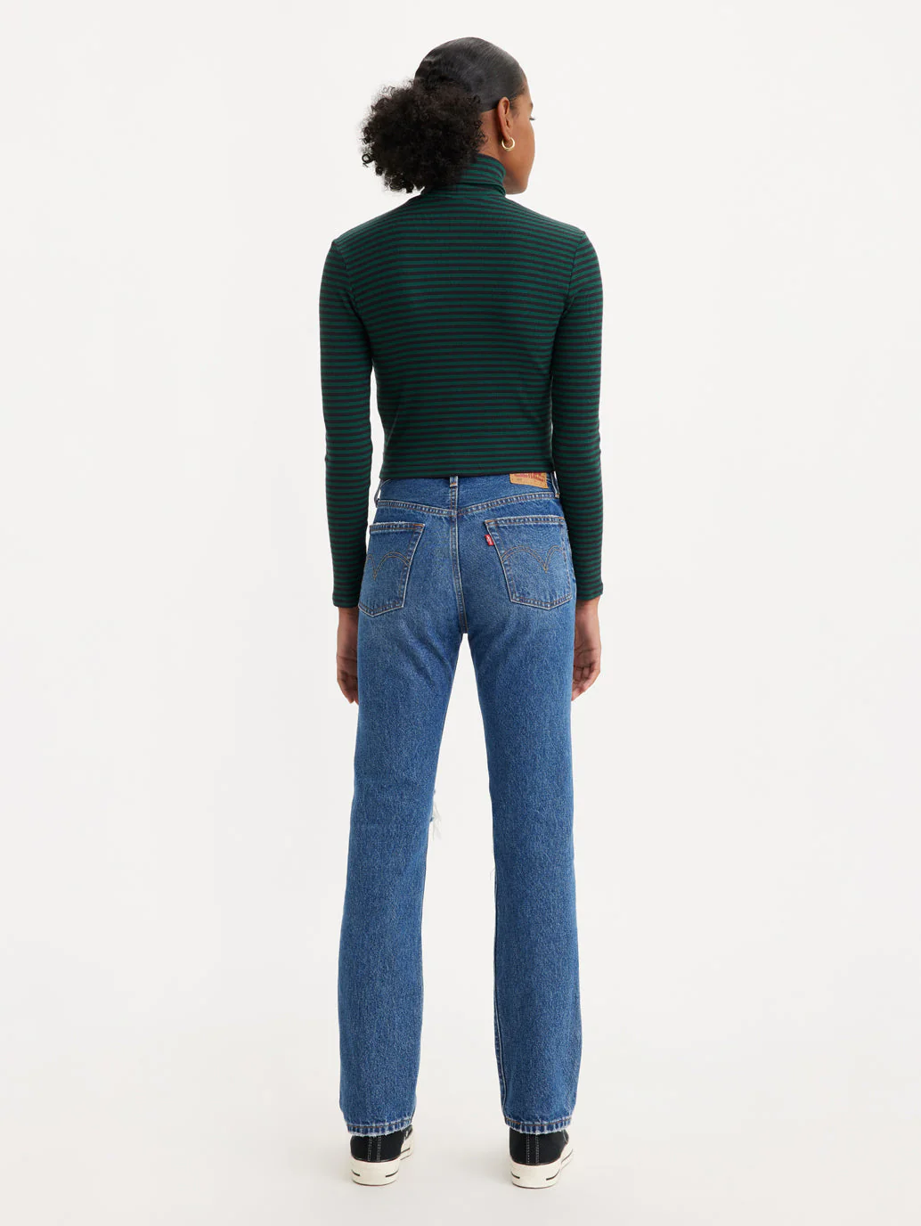 Women's 501 Blue Straight Fit High Rise Jeans - Image 2