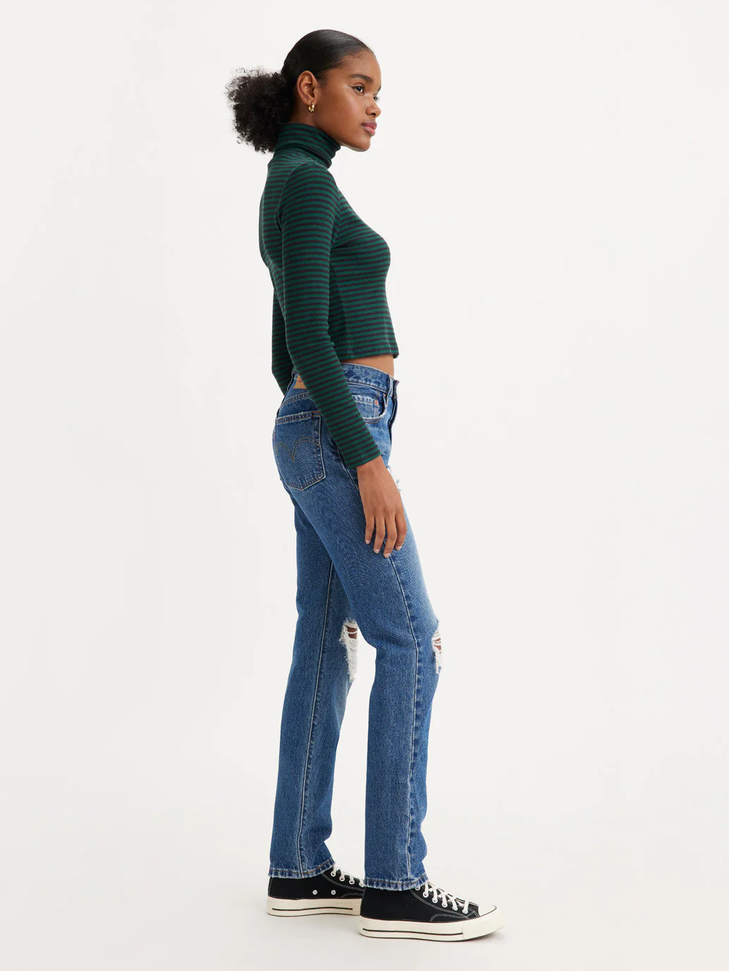 Women's 501 Blue Straight Fit High Rise Jeans - Image 3
