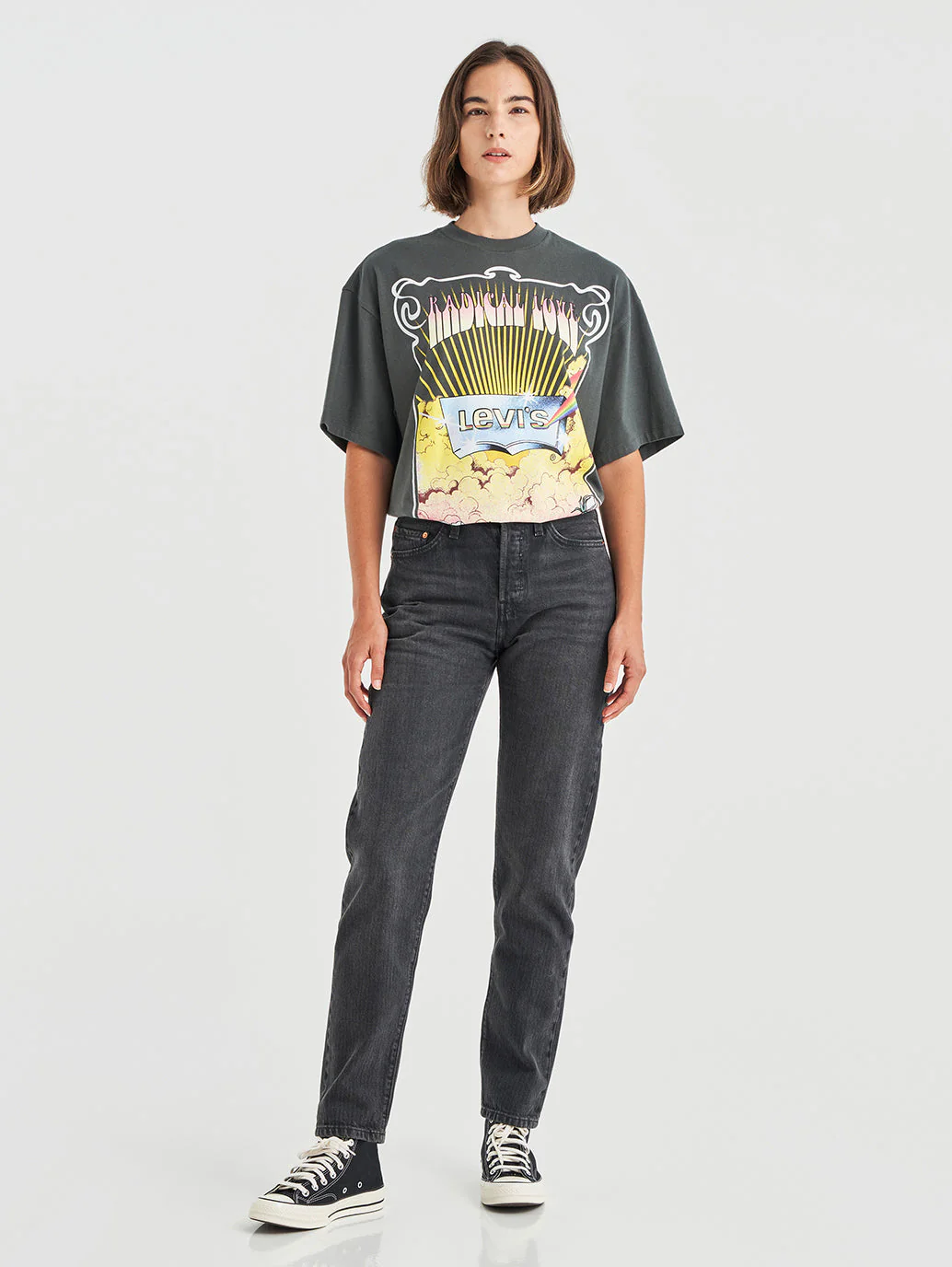 Women's 501'81 Grey Straight Fit High Rise Jeans
