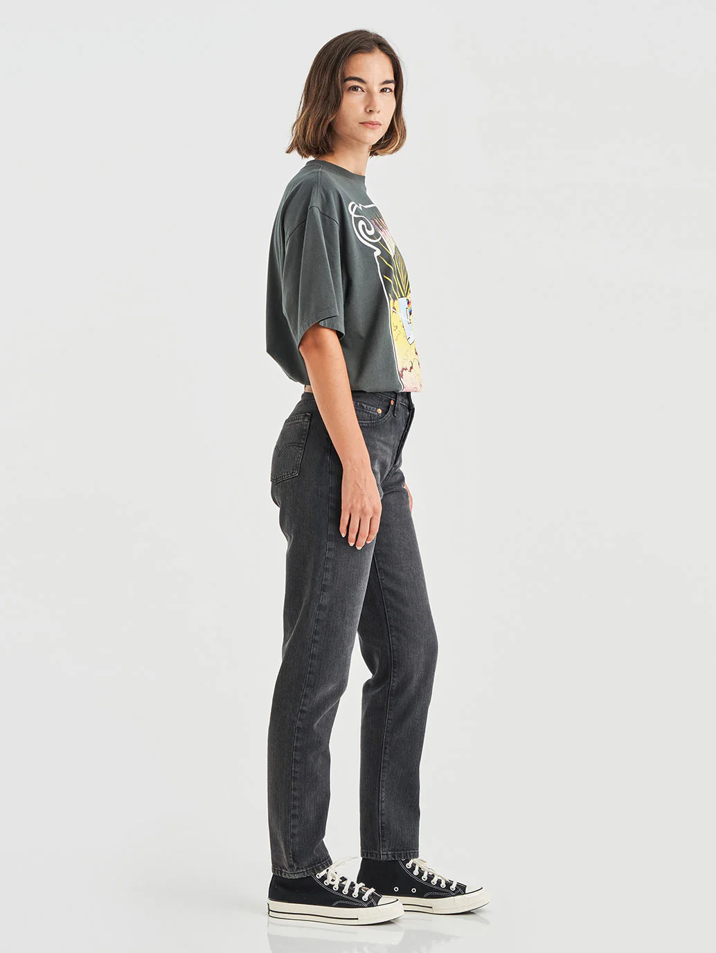 Women's 501'81 Grey Straight Fit High Rise Jeans - Image 5