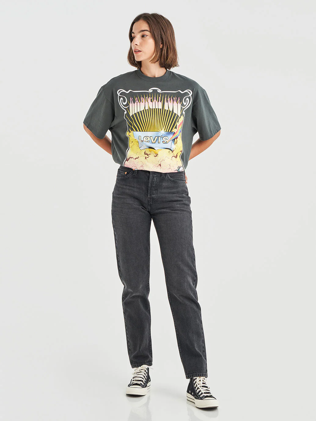 Women's 501'81 Grey Straight Fit High Rise Jeans - Image 6