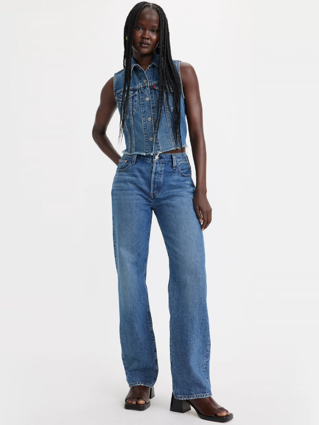 Women's 501 Blue Straight Fit High Rise Jeans