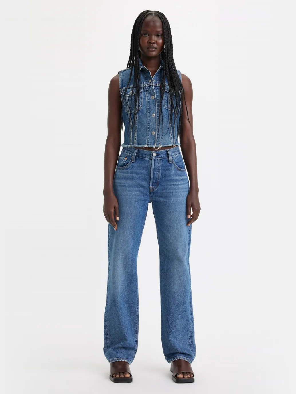 Women's 501 Blue Straight Fit High Rise Jeans - Image 2